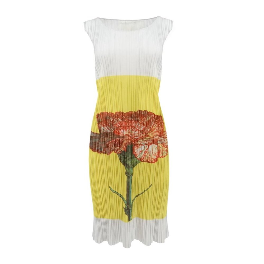 Pleats Please Issey Miyake Mimi Yokoo Carnation Print Dress, C. 2000